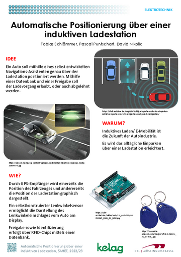 Automatische Positionierung eines E-Autos über einer induktiven Ladestation